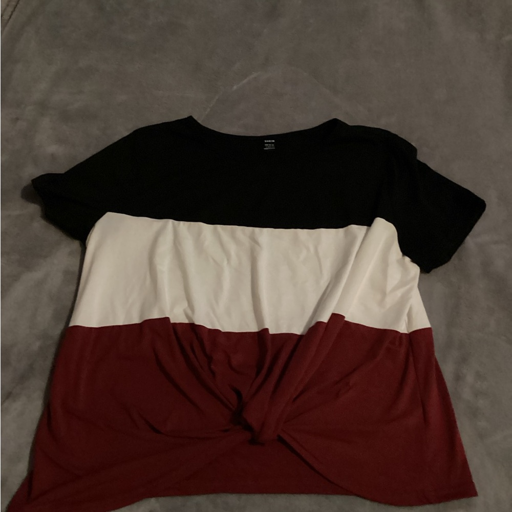 Two SHEIN Black, White, and Red Colorblock Tee